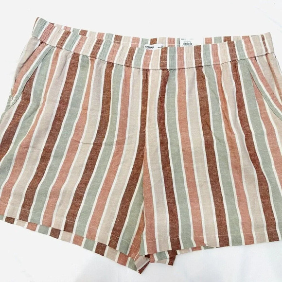 NWT SONOMA Women Mid Rise Pockets Ultra Waistband Striped Shorts Plus Size 2X - Picture 1 of 6